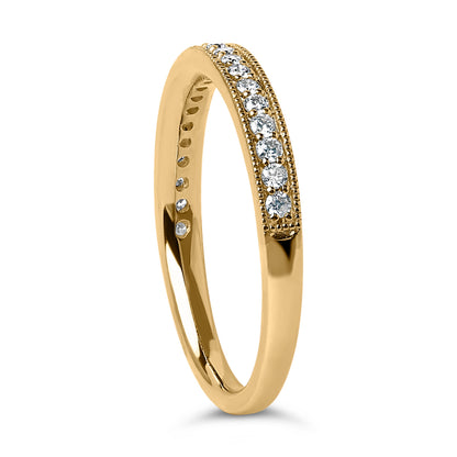 14K Yellow Gold 1/4 Cttw Round Diamond Milgrain Wedding Band (I-J Color, SI2-I1 Clarity) - Size 6.5