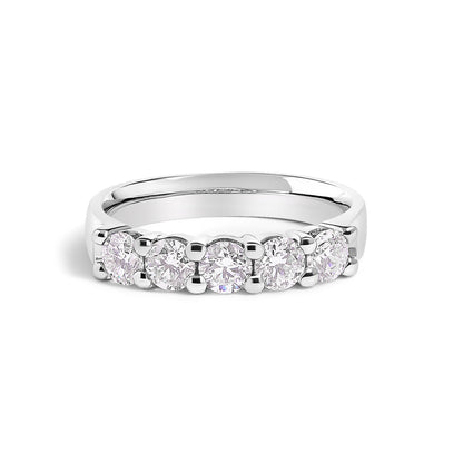 14K White Gold 1.00 Cttw Diamond 5 Stone Band Ring