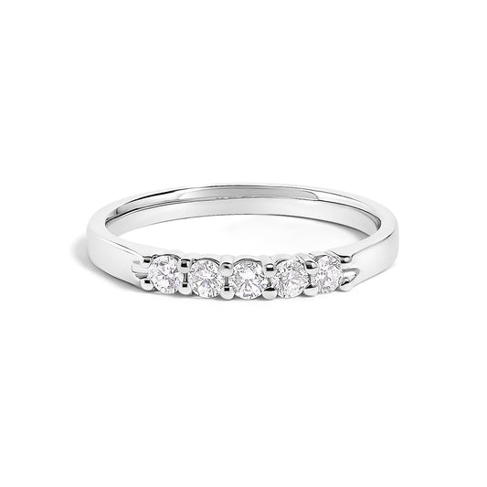 Bague 5 pierres en or blanc 14 carats et diamants 1/4 carat