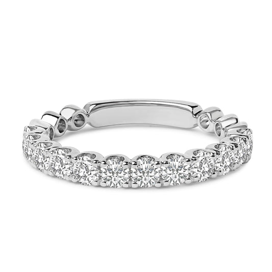Alliance en or blanc 14 carats, diamants ronds sertis griffes, poids total 1,00 carat
