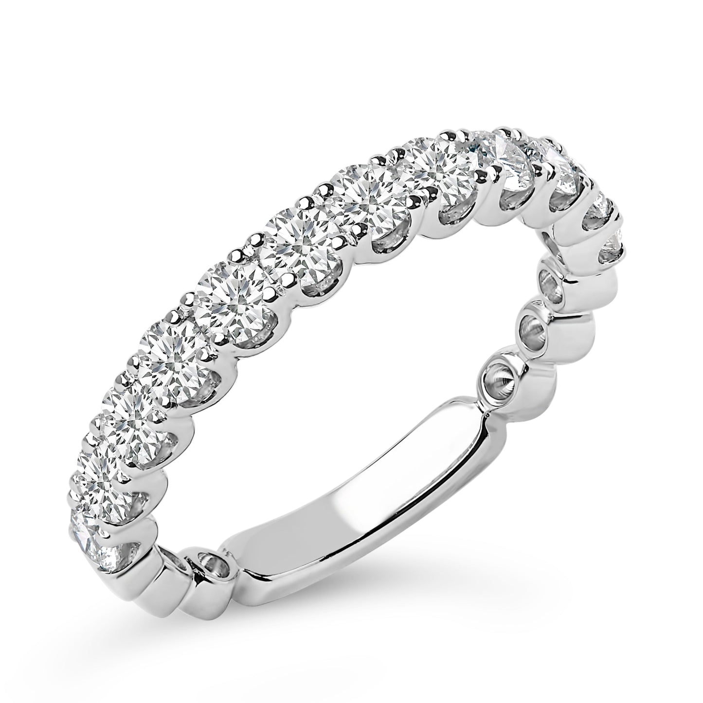 14K White Gold 1.00 Cttw Round Diamond Prong Set Wedding Band