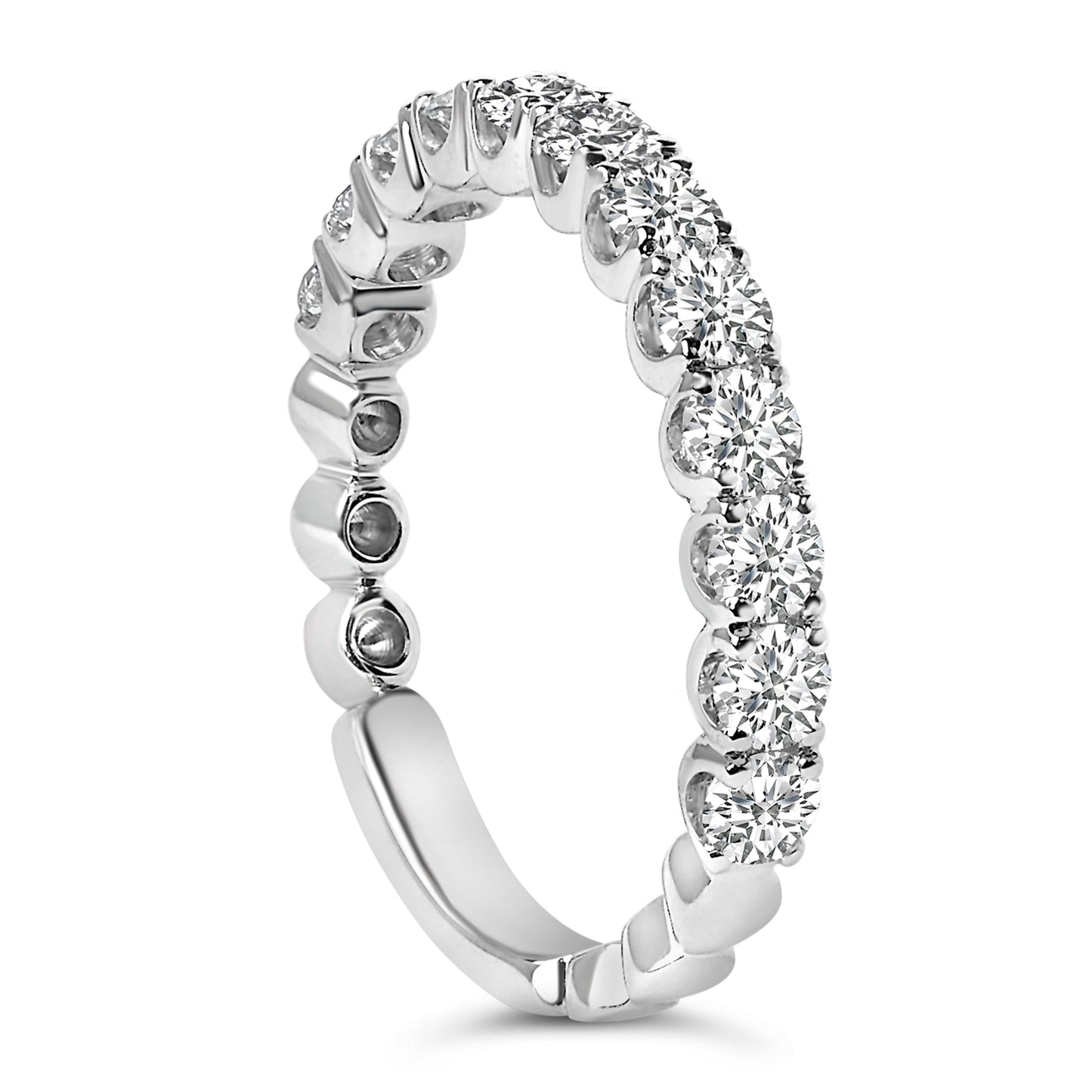14K White Gold 1.00 Cttw Round Diamond Prong Set Wedding Band