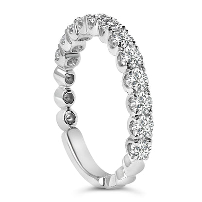 14K White Gold 1.00 Cttw Round Diamond Prong Set Wedding Band
