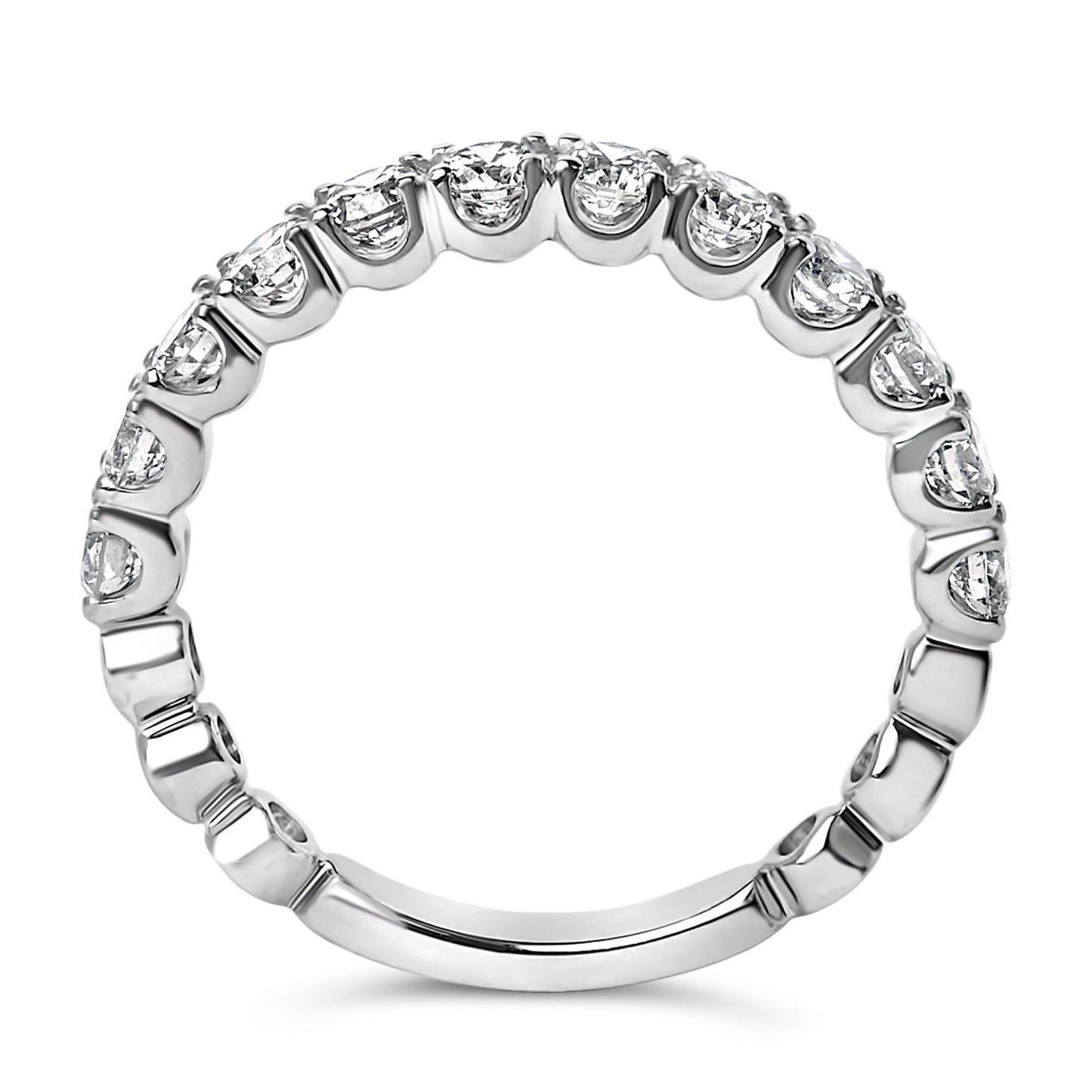 14K White Gold 1.00 Cttw Round Diamond Prong Set Wedding Band