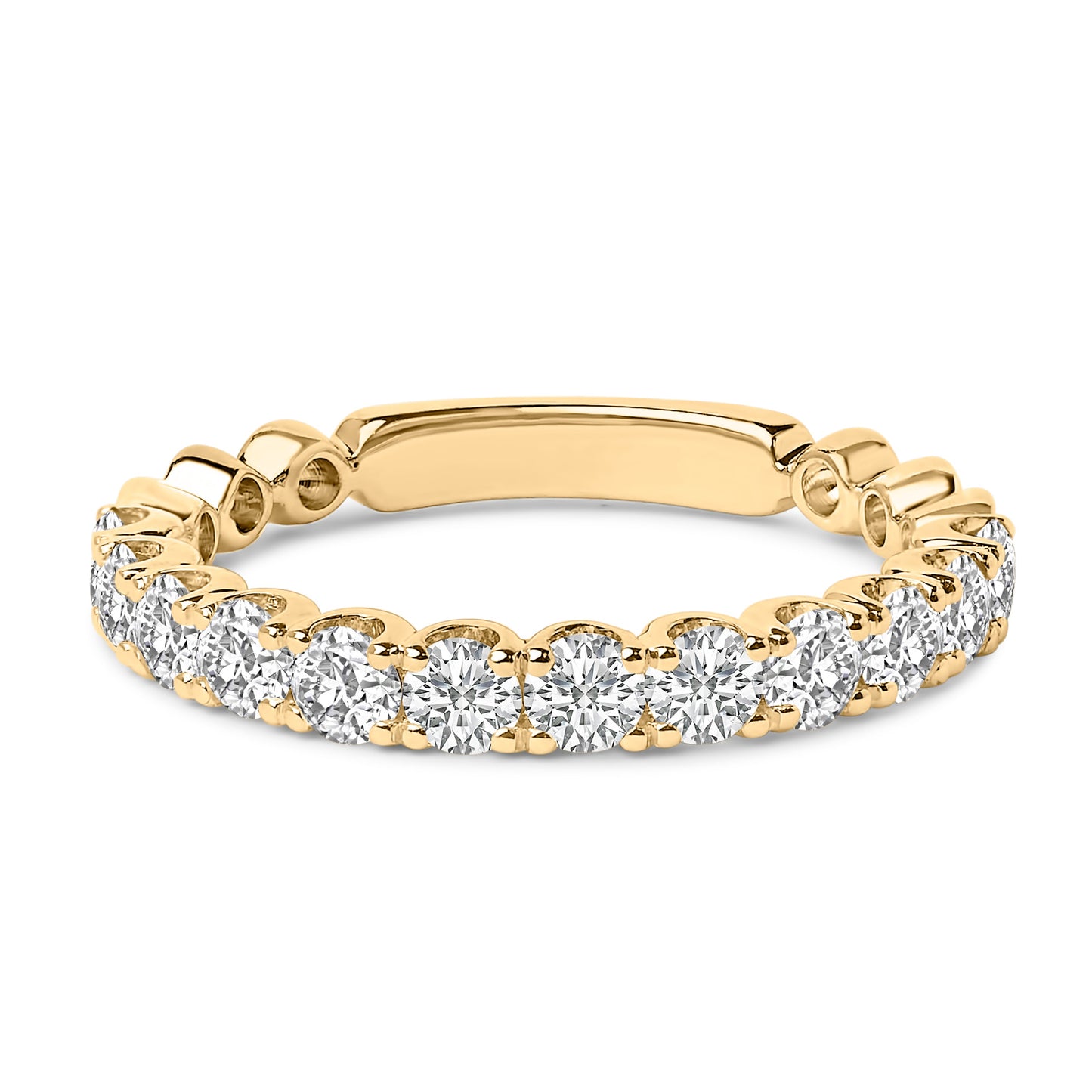 14K White Gold 1.00 Cttw Round Diamond Prong Set Wedding Band