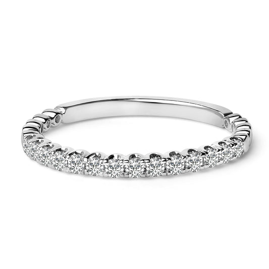 Bague de mariage sertie de diamants ronds de 1/4 carat en or blanc 14 carats
