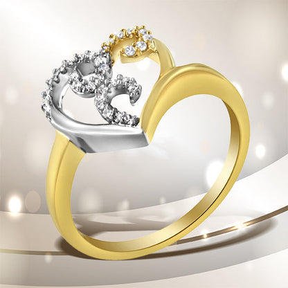 10K Two-Toned Gold Diamond Heart Shape Cluster Ring (1/6 Cttw, H-I Color, I1-I2 Clarity) - Size 6