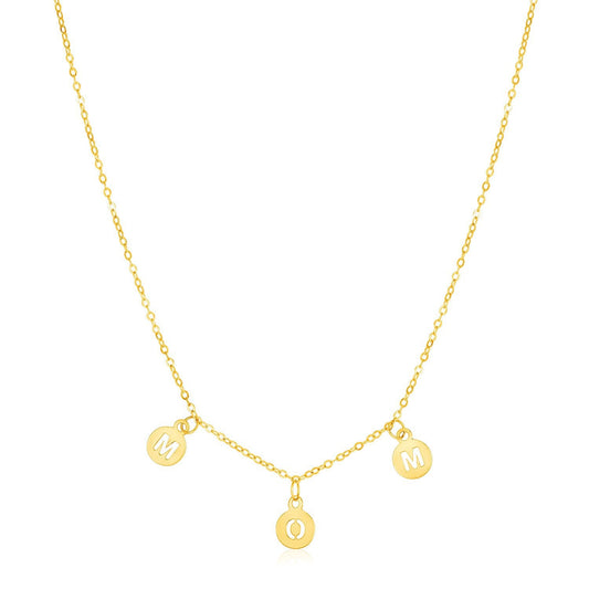 Collier Maman en or jaune 14 carats avec cercles tombants