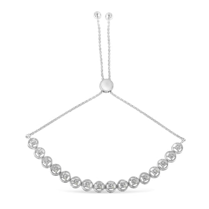 .925 Sterling Silver 1/10 Cttw Round Diamond Bolo Bracelet (I-J Color, I3 Clarity)