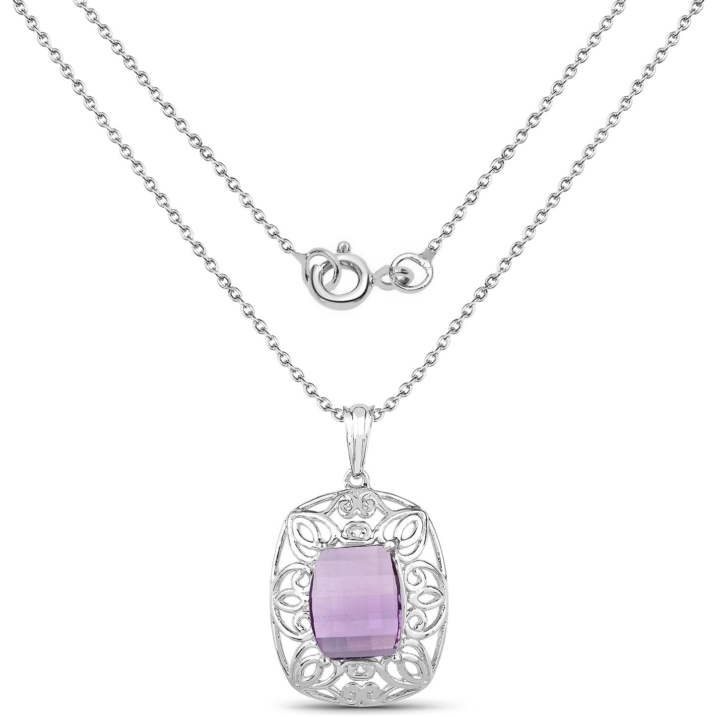 7.30 Carat Genuine Amethyst .925 Sterling Silver Pendant