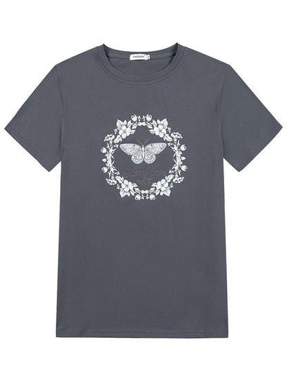 Bee Graphic Round Neck Short Sleeve T-Shirt