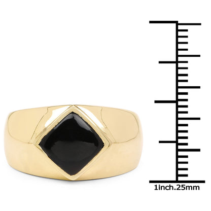 14K Yellow Gold Plated 2.00 Carat Genuine Black Onyx .925 Sterling Silver Ring