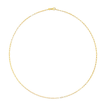 Unisex Solid 14K Yellow Gold 1.5mm Paperclip Chain Necklace - 18 Inches