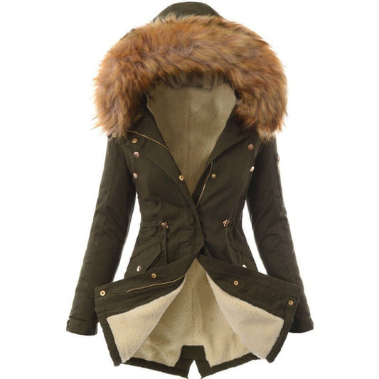 Chaqueta Acolchada Cálida con Capucha Ajustada para Mujer