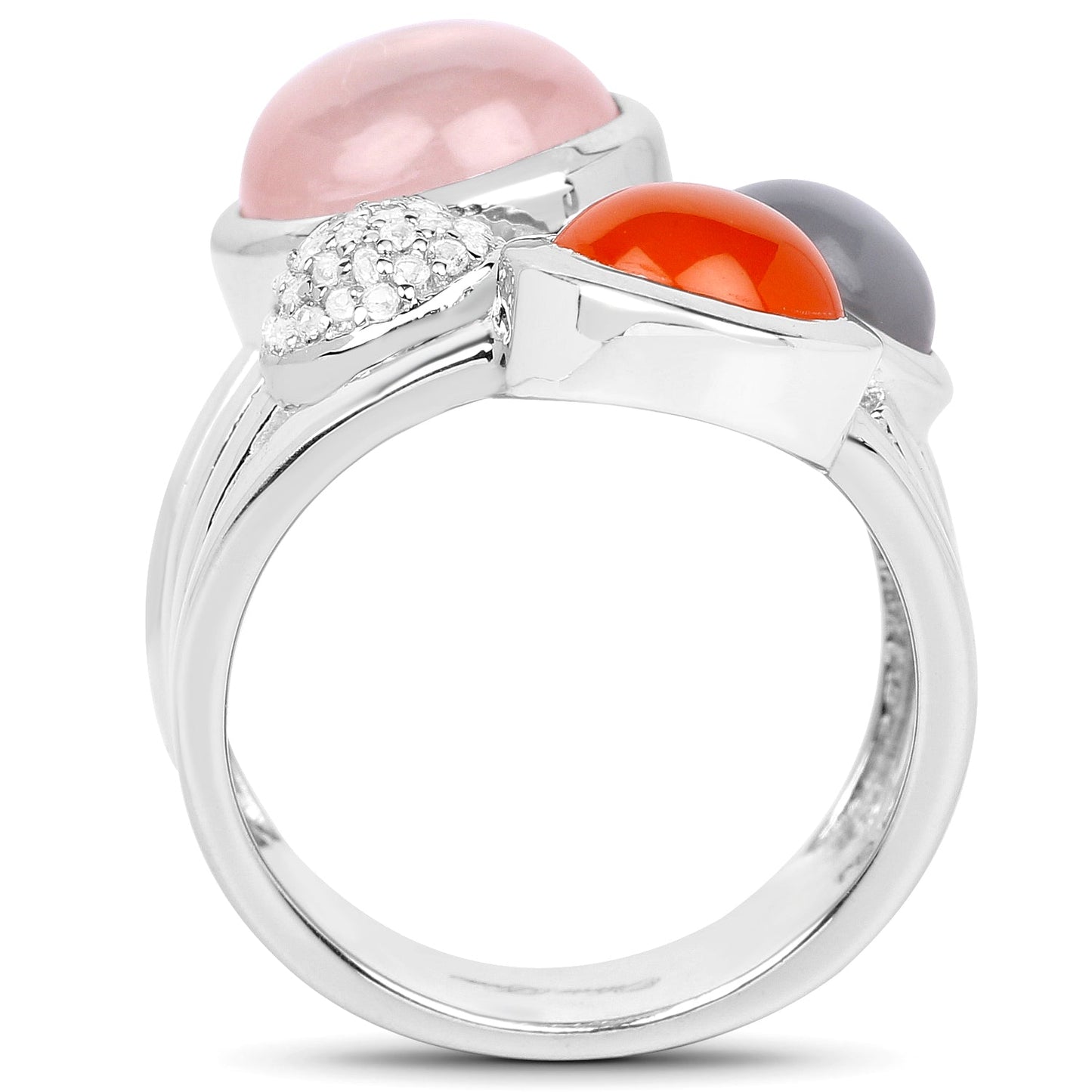 5.96 Carat Genuine Multi Stone .925 Sterling Silver Ring