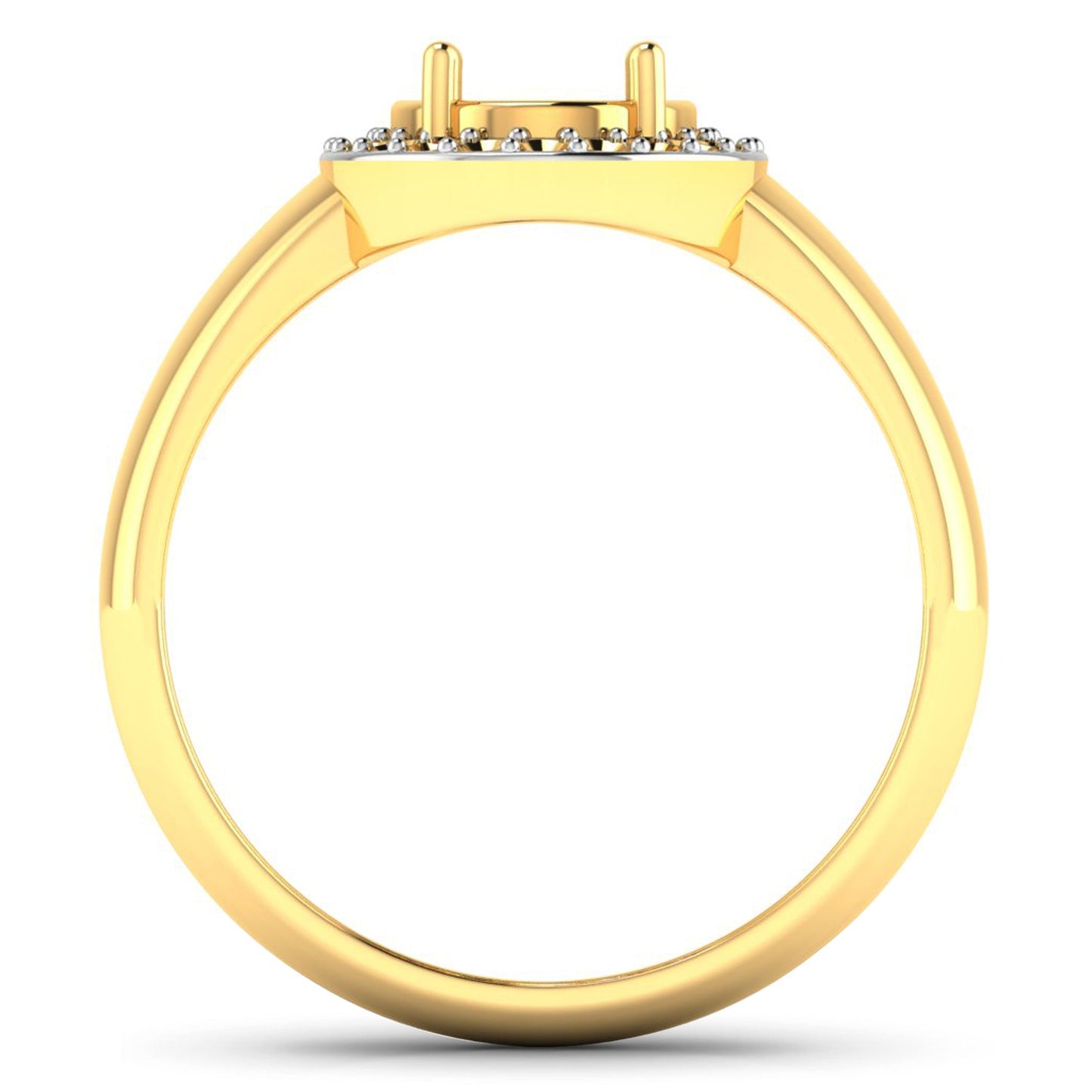 0.22 Carat Genuine White Diamond 14K Yellow Gold Semi Mount Ring - holds 9x7mm Oval Gemstone