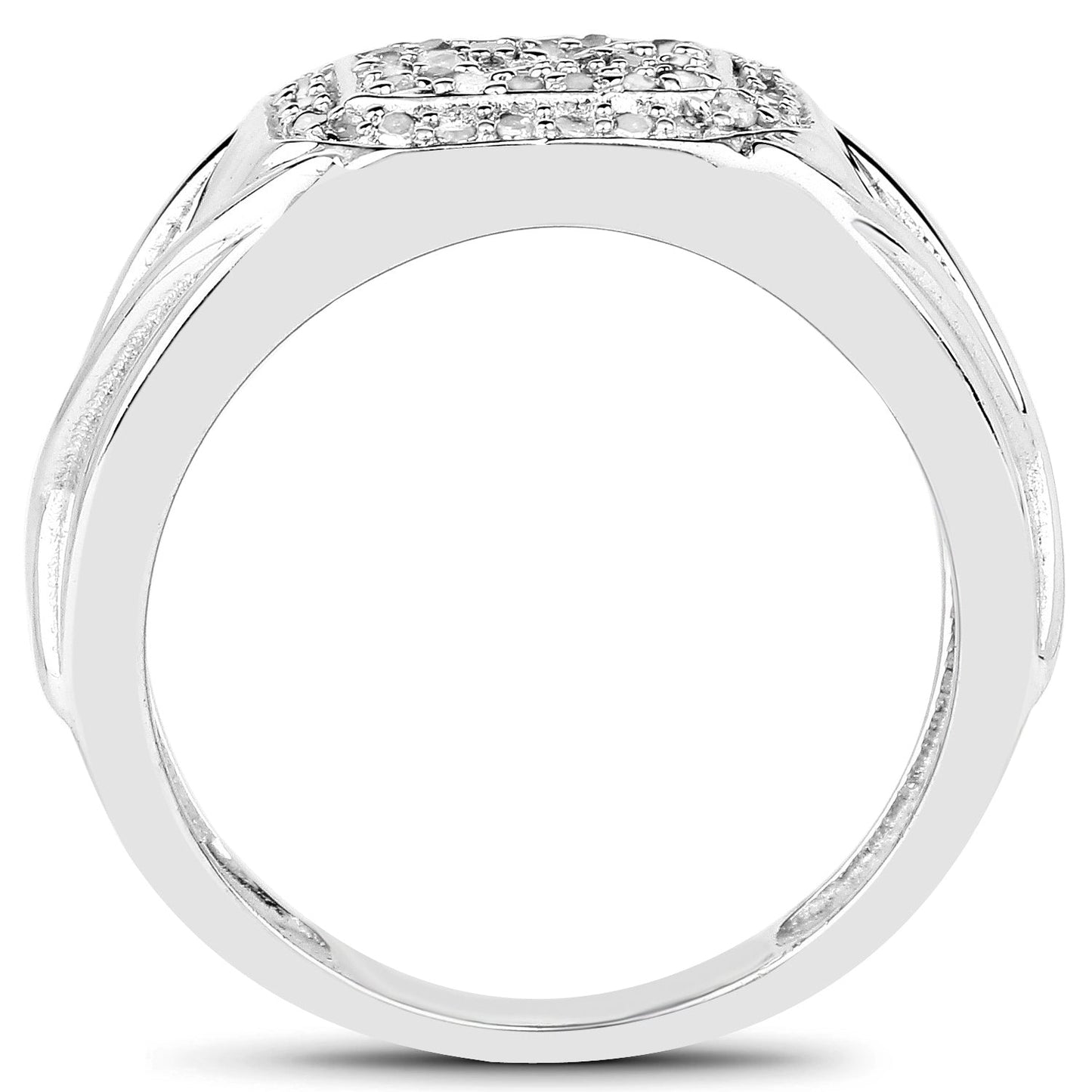 14K White Gold Plated 0.24 Carat Genuine White Diamond .925 Sterling Silver Ring