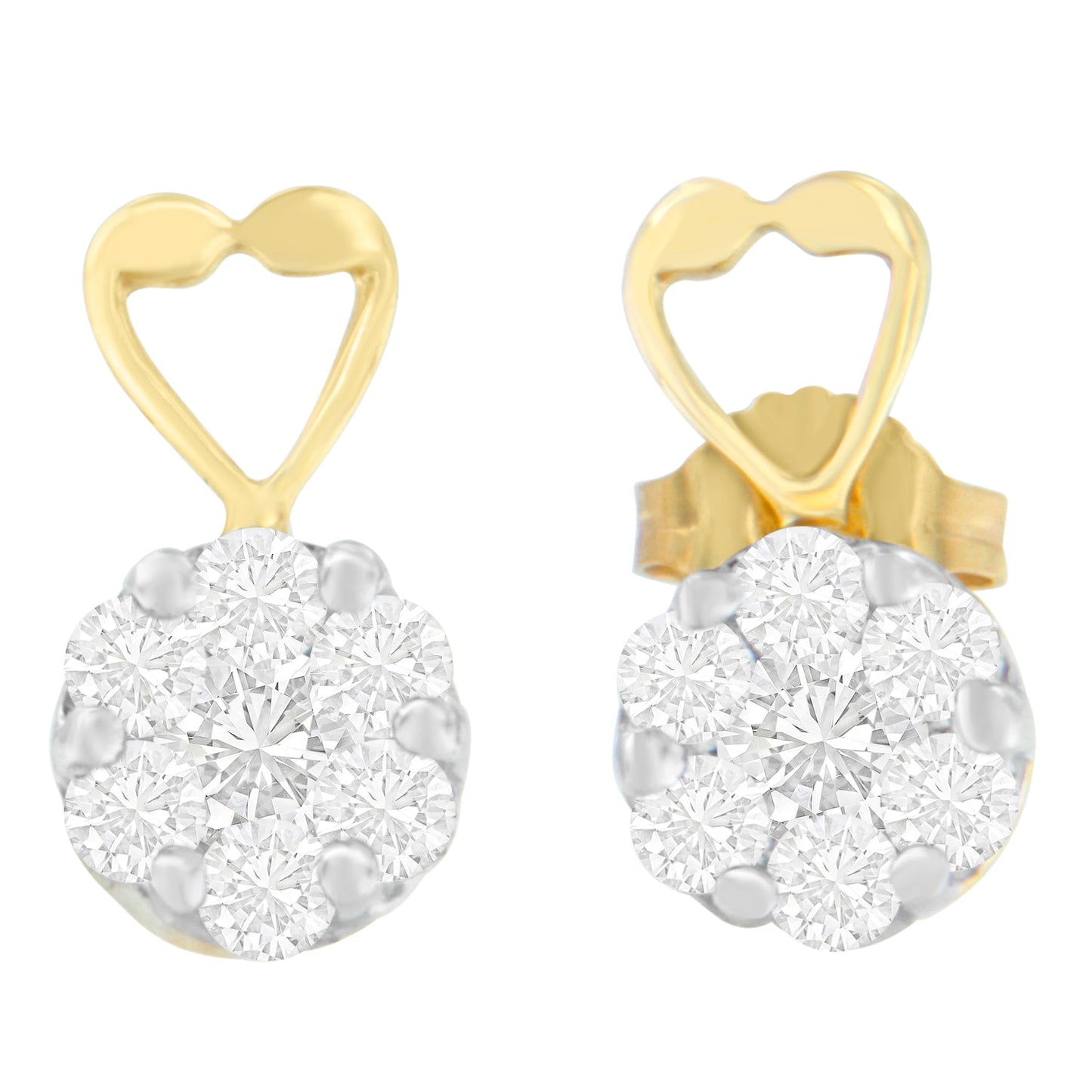 14K Yellow Gold 1ct. TDW Round-cut Diamond Earrings (I-J,SI2-I1)