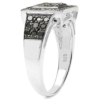 0.77 Carat Genuine Black Diamond .925 Sterling Silver Ring
