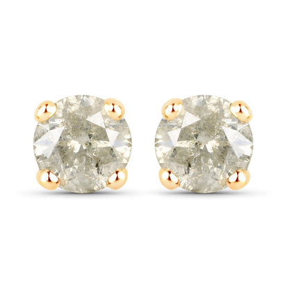 1.16 Carat Genuine LB Diamond 14K Yellow Gold Earrings