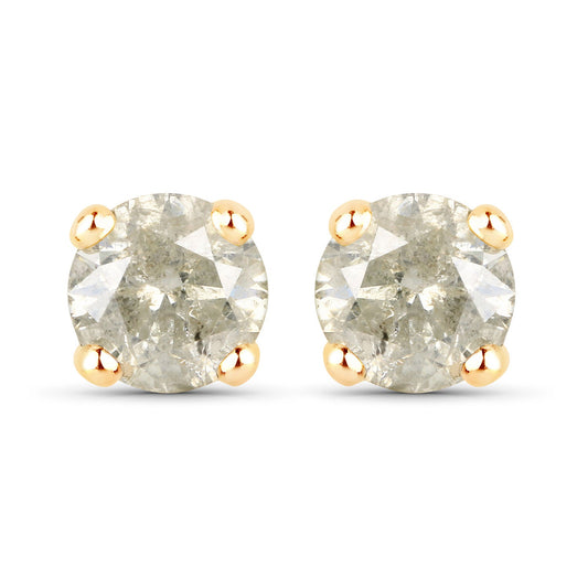 1.16 Carat Genuine LB Diamond 14K Yellow Gold Earrings