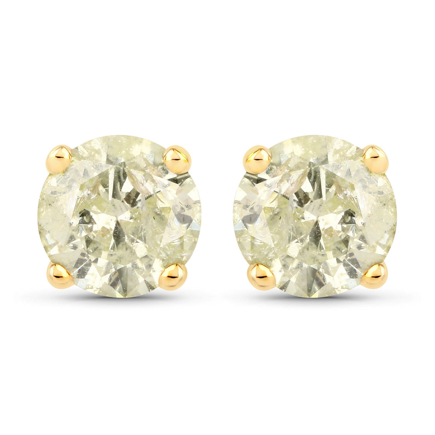 1.12 Carat Genuine LB Diamond 14K Yellow Gold Earrings
