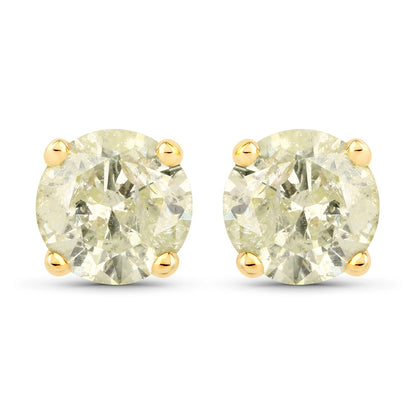 1.12 Carat Genuine LB Diamond 14K Yellow Gold Earrings