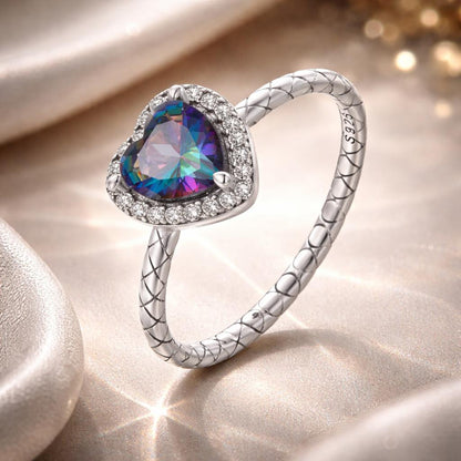 925 Sterling Silver Heart 8mm CZ Ring Size 6 for Women