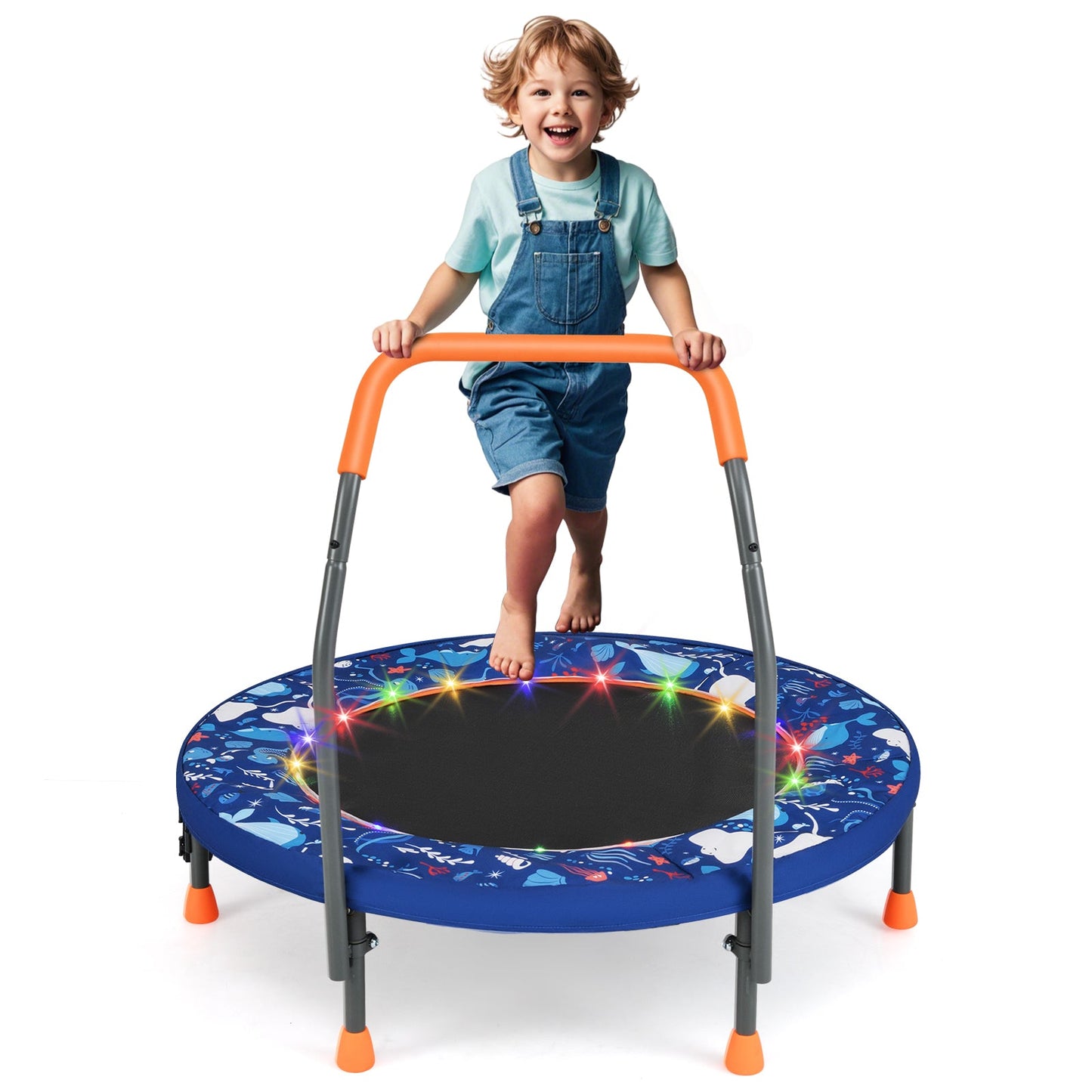 Mini Trampoline Folding Small Rebounder for Kids with Lights