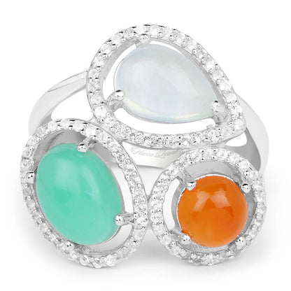 4.82 Carat Genuine Multi Stone .925 Sterling Silver Ring