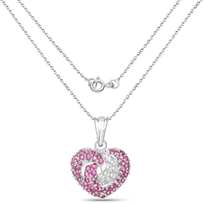 2.65 Carat Genuine Ruby and White Sapphire .925 Sterling Silver Pendant