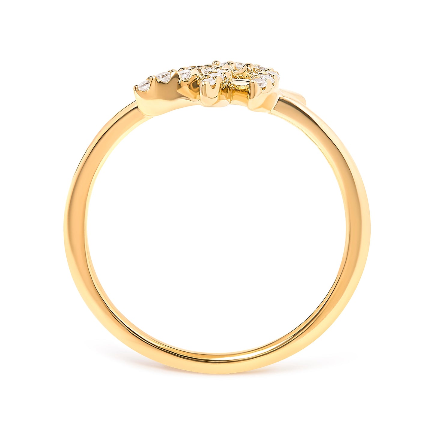 10K Yellow Gold 1/10 Cttw Diamond Leaf and Branch Ring (H-I Color, I1-I2 Clarity) - Ring Size 7
