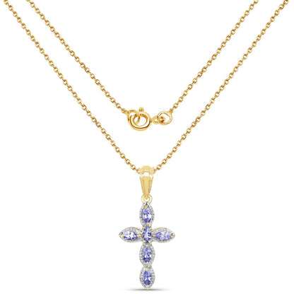 14K Yellow Gold Plated 0.84 Carat Genuine Tanzanite .925 Sterling Silver Pendant