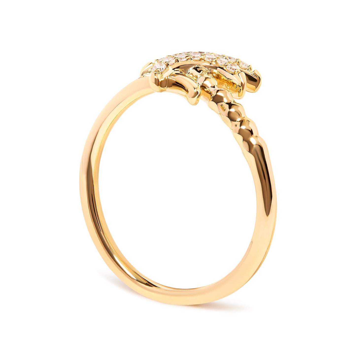 10K Yellow Gold 1/10 Cttw Diamond  Palm Tree Statement Ring (H-I Color, I1-I2 Clarity) - Ring Size 7