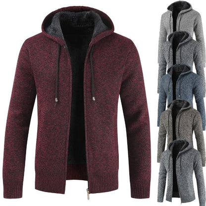 2026 Cross-Border Ebay Autumn And Winter New Men's Thickened Fleece Cardigan Sweater Men's Hooded Cardigan Jacket