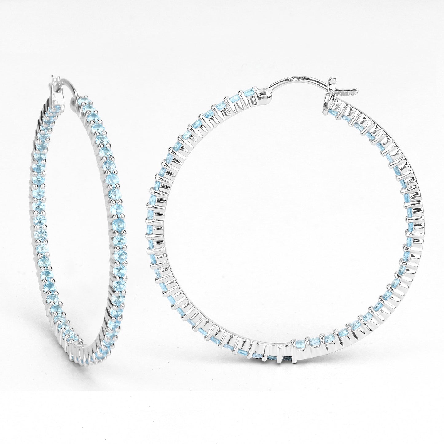 3.60 Carat Genuine Swiss Blue Topaz .925 Sterling Silver Earrings