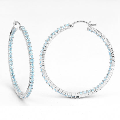 3.60 Carat Genuine Swiss Blue Topaz .925 Sterling Silver Earrings