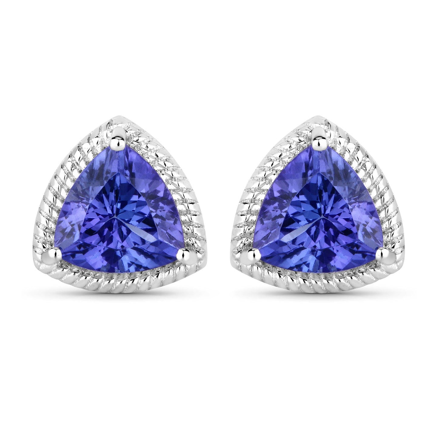4.24 Carat Genuine Tanzanite 14K White Gold Earrings