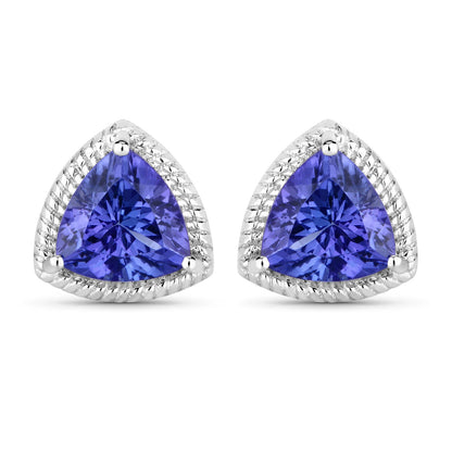 4.24 Carat Genuine Tanzanite 14K White Gold Earrings