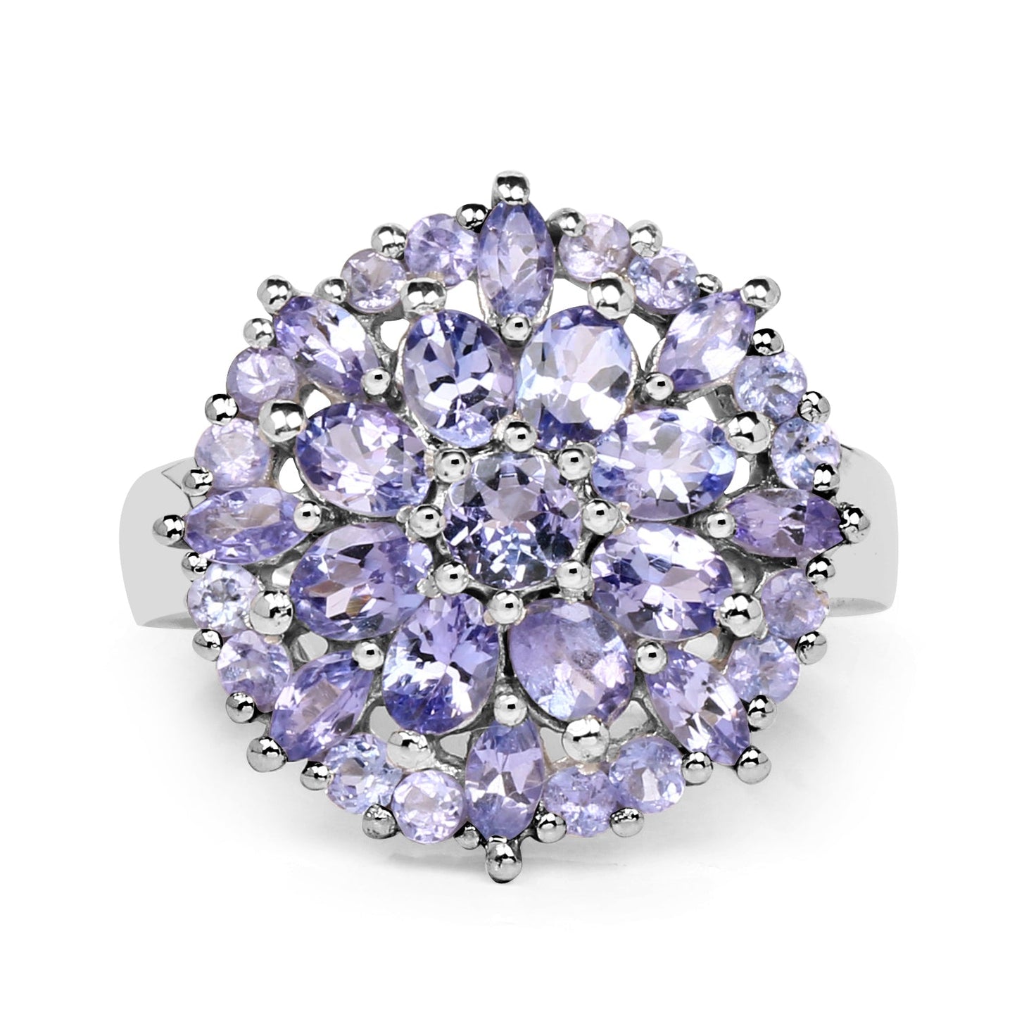 2.79 Carat Genuine Tanzanite .925 Sterling Silver Ring