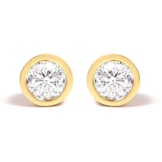 Clous d'oreilles solitaires classiques à vis en or blanc 14 carats avec diamants de laboratoire de 1,0 carat (couleur G-H, pureté VS2-SI1)