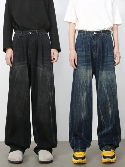 Men's High Waist Washed Jeans