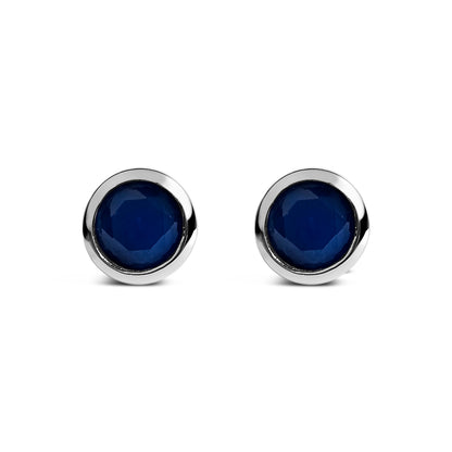 .925 Sterling Silver 6MM Bezel Set Created Purple Amethyst Solitaire Stud Earrings