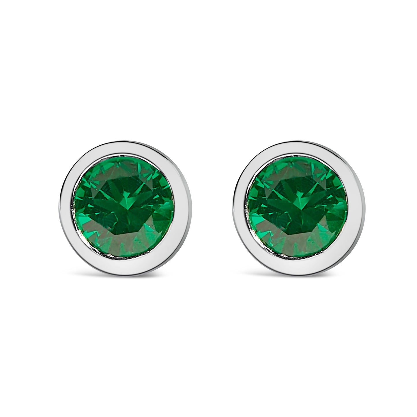.925 Sterling Silver 6MM Bezel Set Created Purple Amethyst Solitaire Stud Earrings