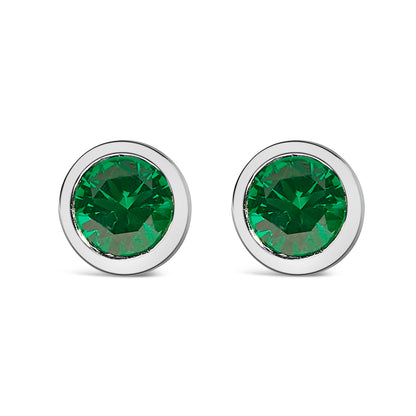 .925 Sterling Silver 6MM Bezel Set Created Purple Amethyst Solitaire Stud Earrings