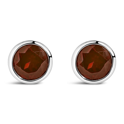 .925 Sterling Silver 6MM Bezel Set Created Purple Amethyst Solitaire Stud Earrings