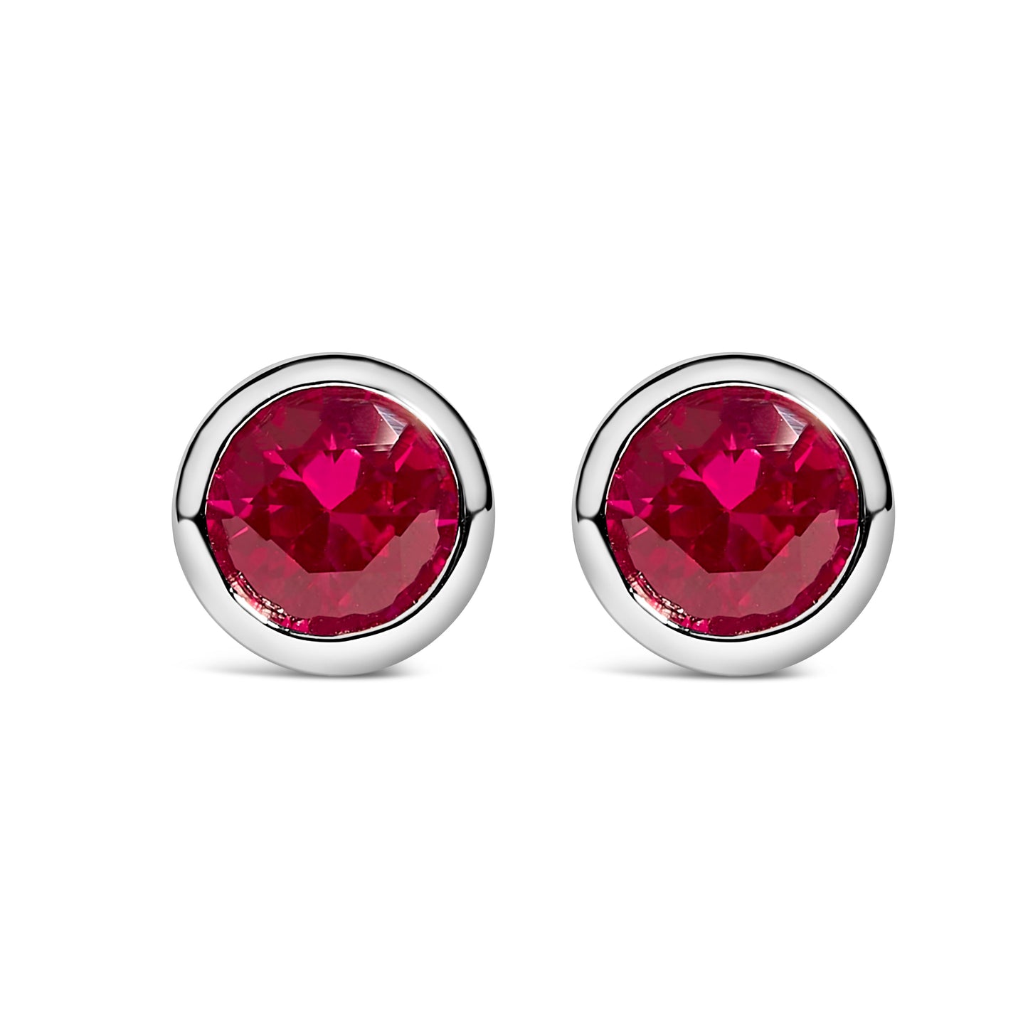 .925 Sterling Silver 6MM Bezel Set Created Purple Amethyst Solitaire Stud Earrings