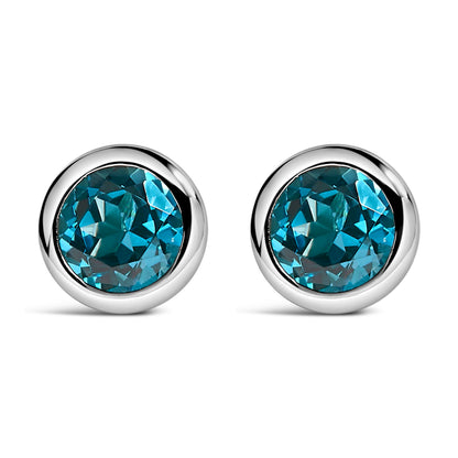 .925 Sterling Silver 6MM Bezel Set Created Purple Amethyst Solitaire Stud Earrings