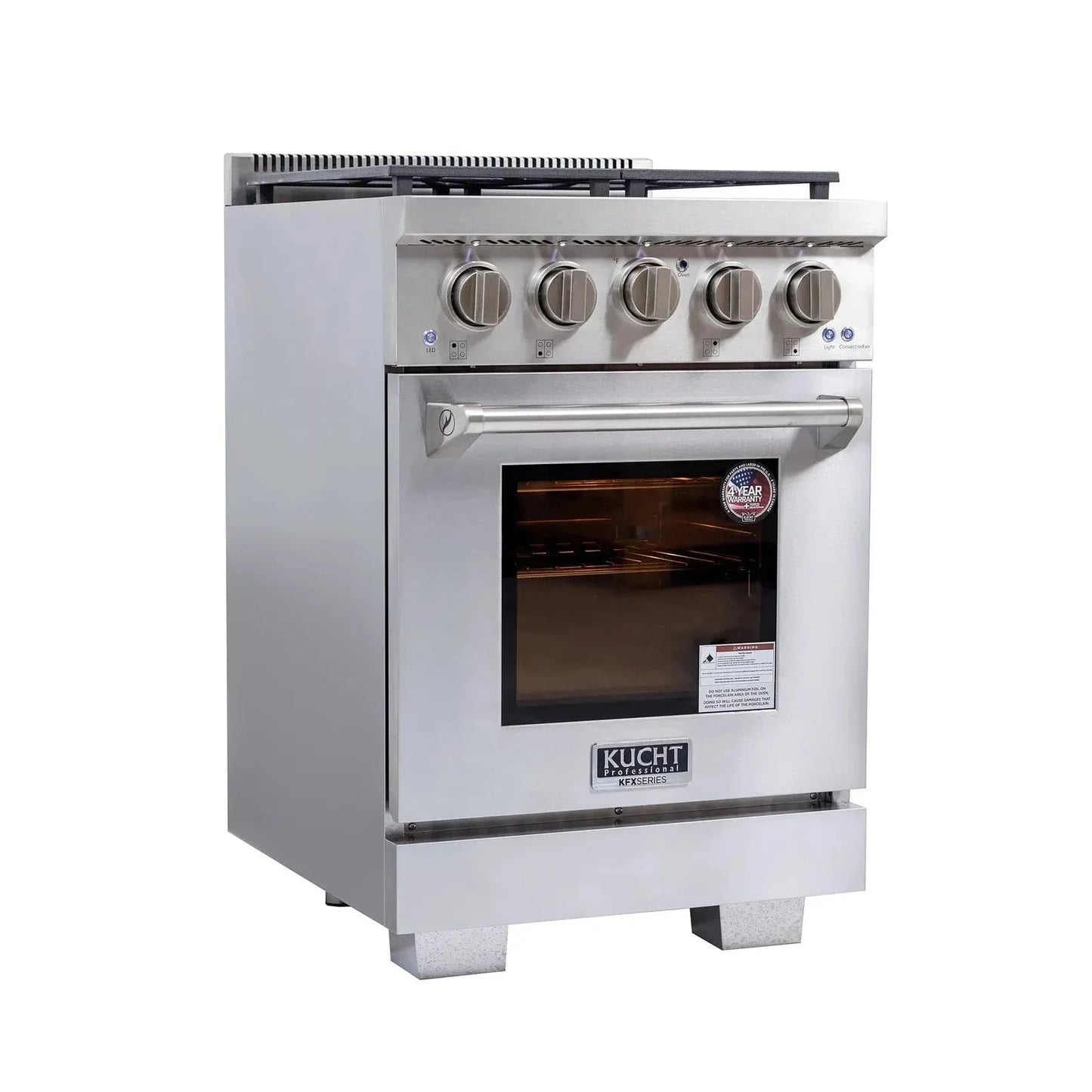 Kucht Professional 24" Liquid Propane Range Stainless Steel, True Simmer Burners, KFX2400X/LP-S