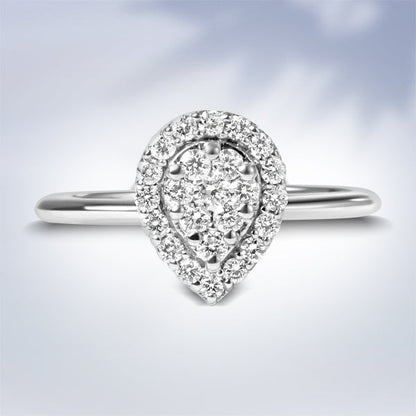 10K White Gold 3/8 Cttw Round-Cut Lab Grown Diamond Cluster Pear Promise Ring (G-H Color, VS2-SI1 Clarity) - Size 7